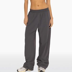 Reebok Athletic Track Training Pants w/Mesh Lining. Graphite Gray w/Purple Trim.